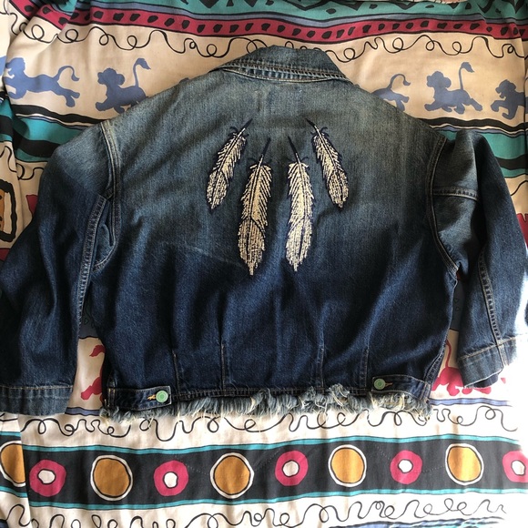 Sandrine Rose Embroidered Feather Denim Jacket - Picture 3 of 6
